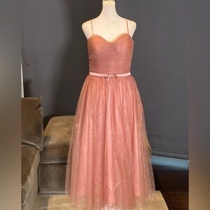 Women’s Tea Length Pink Prom Party Dress Corset Back Size 8